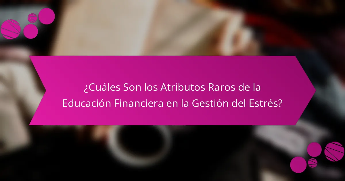 ¿Cuáles Son los Atributos Raros de la Educación Financiera en la Gestión del Estrés?