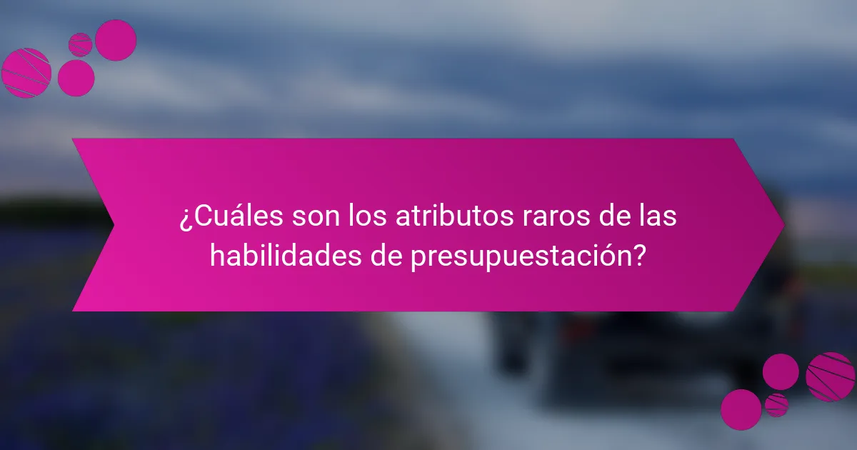 ¿Cuáles son los atributos raros de las habilidades de presupuestación?